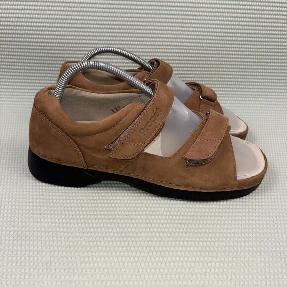 Propet Sandals Shoes Pedic Walker Women's Size 9.5 XX 4E Tan Open Toe Leather - Picture 1 of 9